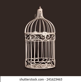 Shabby Chic Bird Cage Isolated On Black Background