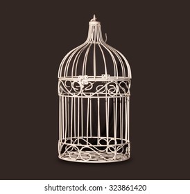 Shabby Chic Bird Cage Isolated On Black Background