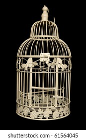 Shabby Chic Bird Cage Isolated On Black Background