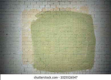 Shabby Concrete Wall With Peeled Plaster And Graffiti Background Texture. Colorful Old Building Facade With Grafiti. Rough Painted Urban Surface Backdrop Or Wallpaper