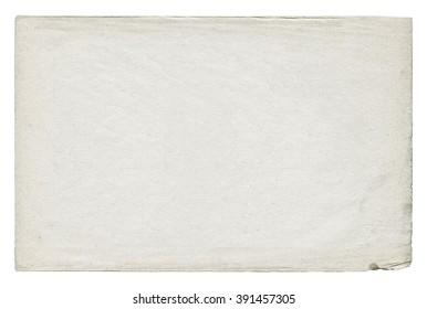 Shabby light paper blank isolated on white background. Vintage texture.