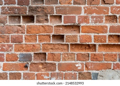 Shabby Wall Of Old Red Brick. Reference Material, Reference Information.