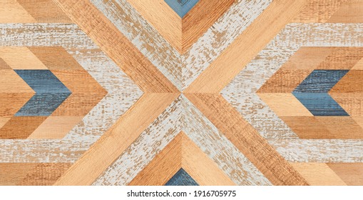 Shabby Wood Texture Background. Light Colorful Wooden Panel With Chevron Pattern For Wall Decor. 