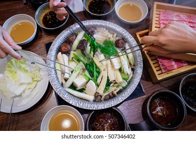 Shabu Shabu Traditional Japanese Hot Pot With Wagyu Beef For Family Gathering