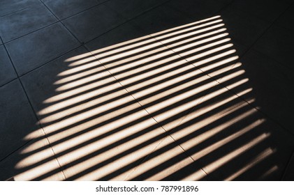 Shade And Shadow On Wall From A Window Roller Shutter.