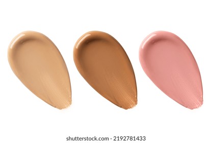 Shades of liquid foundation smears isolated on white background. Samples of liquid foundation for your design. - Shutterstock ID 2192781433