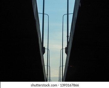 Shadow of the bridge.And sky background.