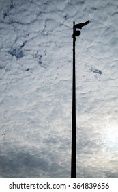 Shadow flagpole with sky
