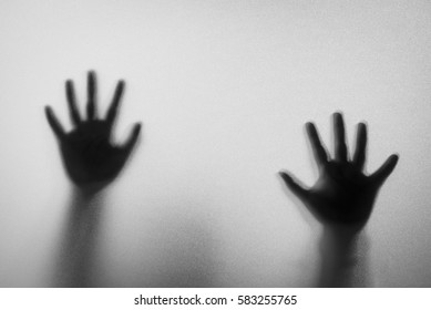 Shadow Hands Man Behind Frosted Glassblurry Stock Photo 583255765 ...