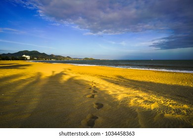 Shadow Of Human And Trees On Ninh Chu Beach, Vietnam