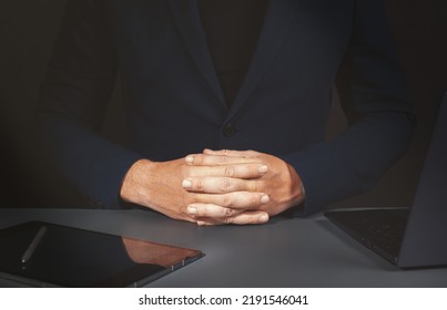 Shadow Illegal Business. Underground Economy, Illegal Deal, Bribe. Silhouette Businessmen Sitting In Meeting Room . Tax Evasion