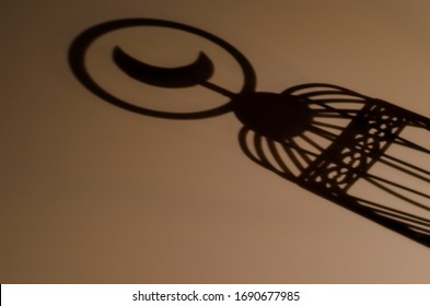 Shadow Of The Lantern That Have Moon Symbol On Top For The Muslim Feast Of The Holy Month Of Ramadan Kareem.