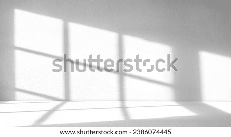 Shadow Light Window overlay Sunlight on Concrete Wall Interior background and Reflection floor perspective, Product Display Design Background  [[stock_photo]] © 