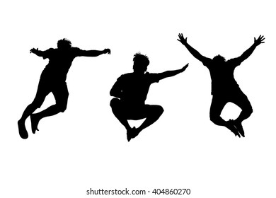 Vector Silhouettes Three Fun Jumping Young Stock Vector (Royalty Free ...