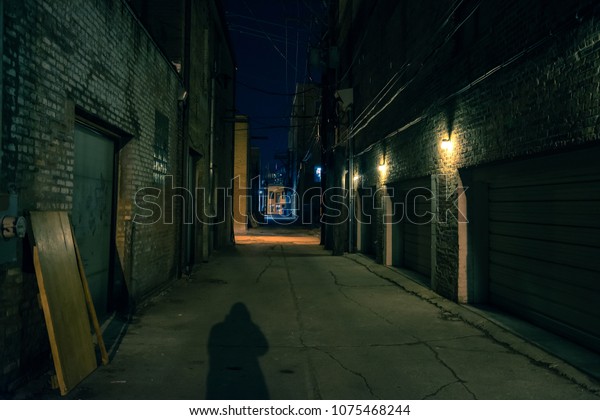 Shadow Person Dark City Alley Night Stock Photo Edit Now