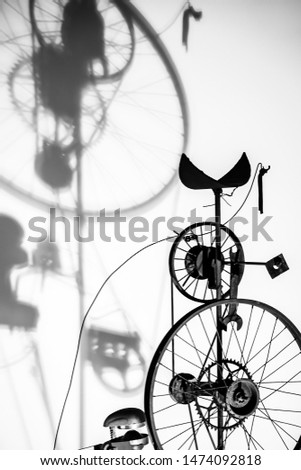 Man on bicycle preparing for triathlon race