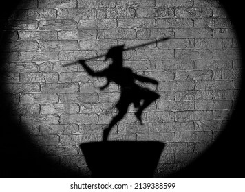 shadow of a spartan on a black background