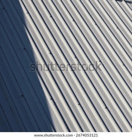 The shadow of time cast upon the corrugated waves of a white metal roof, as if parallel lines were recording the sun’s journey from dawn to afternoon. A simple surface transformed into a poetic dialog