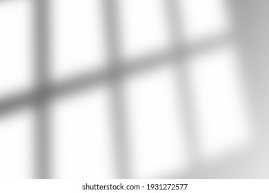 Shadow Of Window Overlay On White Texture Background. Use For Decorative Product Presentation.