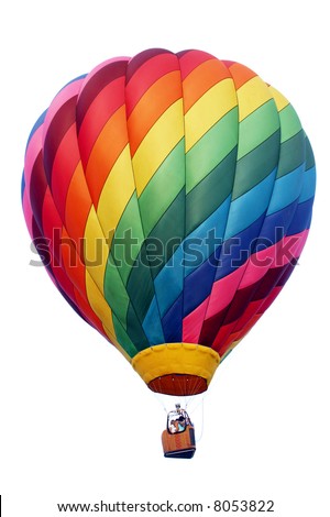 A shadowless & evenly illuminated, colorful hot air balloon. The perfect accent guaranteed to draw attention to your advertisement. Isolated on white.