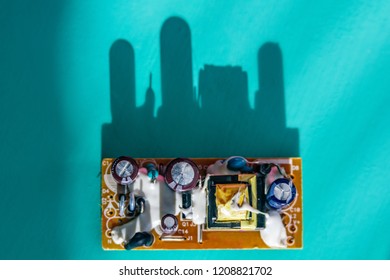 shadows of electronic components