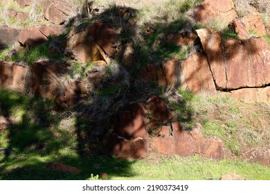 Shadows Of A Tree Against Rocks In The Darling Scarp WA Australia.