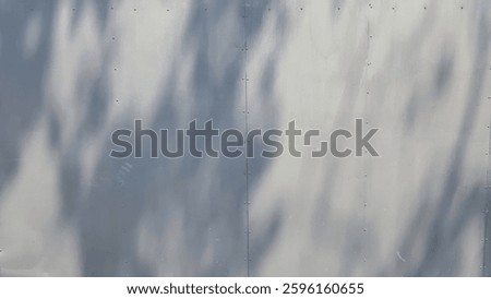 Shadows of trees on a gray painted wall. Midday sunlight casts shadows on the wall. The blurry shadows of trees.