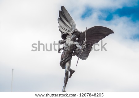 Shaftesbury Memorial Fountain  angel statue at Piccadilly Circus in London