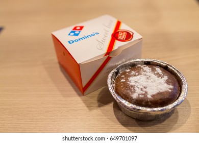 SHAH ALAM, MALAYSIA - MAY 29, 2017: Chocolate Lava Cake by Domino's Pizza Malaysia