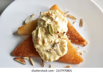 Shahi Tukda Topped With Rabri.