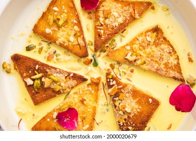 Shahi Tukda Tukra Dipped In Rabri Or Double Ka Meetha Diwali Sweet Made With Bread