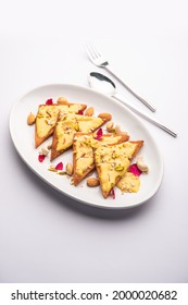 Shahi Tukda Tukra Dipped In Rabri Or Double Ka Meetha Diwali Sweet Made With Bread