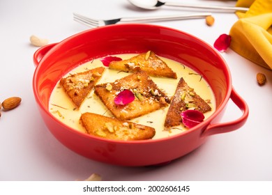 Shahi Tukda Or Tukra Dipped In Rabri Or Double Ka Meetha Diwali Sweet Made With Bread