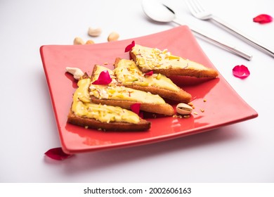 Shahi Tukda Or Tukra Dipped In Rabri Or Double Ka Meetha Diwali Sweet Made With Bread