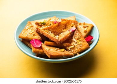 Shahi Tukda Or Tukra Dipped In Rabri Or Double Ka Meetha Diwali Sweet Made With Bread