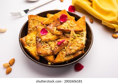 Shahi Tukda Or Tukra Dipped In Rabri Or Double Ka Meetha Diwali Sweet Made With Bread