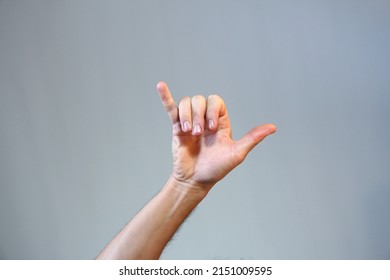 Shaka Sign, Hand Sign, Hang Loose, Hang Ten, Male Hand Doing Shaka Sign On Toned Background, Isolated