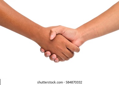 Shaking Hands On A White Background