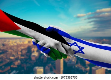 Shaking Hands Palestine And Israel