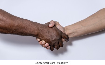 Shaking Hands As A Sign Of Friendship, Hand In White And Black