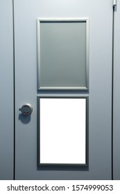 Shallow Advertisement Banner Mockup Inside A Toilet Door Cabin