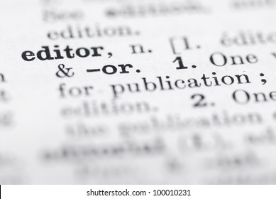 Shallow DOF, focus on Editor in English Dictionary.