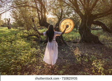 Shaman Woman Hands Wide Spread