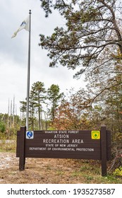 Shamong, NJ - Oct. 28, 2020: Atsion Recreation Area Is Part Of The Wharton State Forest In The Pine Barrens Area And Includes A  100-acre Lake.