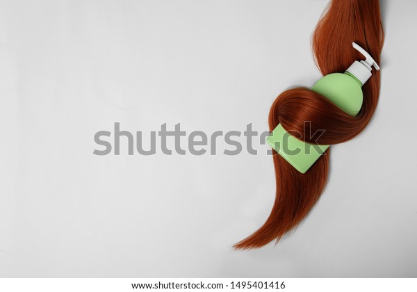 Shampoo Bottle Wrapped Lock Hair Isolated Stock Photo Edit Now