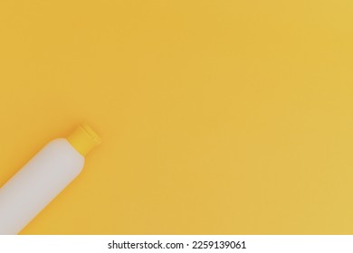 Shampoo for hair in a white package with a yellow cap on a yellow background, monochrome - Shutterstock ID 2259139061