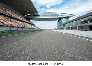 ShangHai, 18 AUG 2017 China: Empty racing track with grandstand 