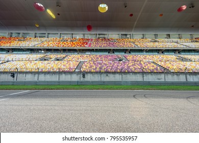 ShangHai, 18 AUG 2017 China: Racing Track With Empty Grandstand