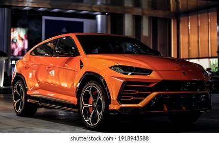 Shanghai, China - 17 February 2021: Lamborghini Urus
