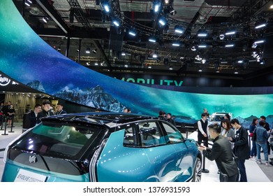 Shanghai, China - April 16th 2019: 18th Shanghai International Automobile Industry Exhibition (Auto Shanghai 2019)  WM Motor (Weltmeister) Booth